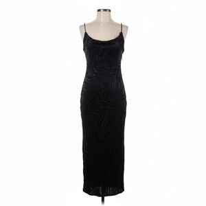 EUC‎ Black Zebra Print strappy stretchy Velvet Maxi Dress